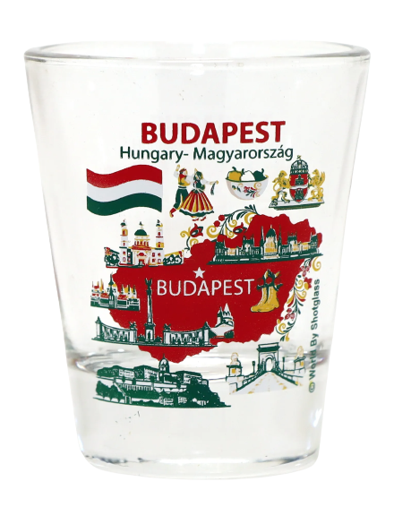 Budapest Hungary Landmarks and Icons Collage Shot Glass