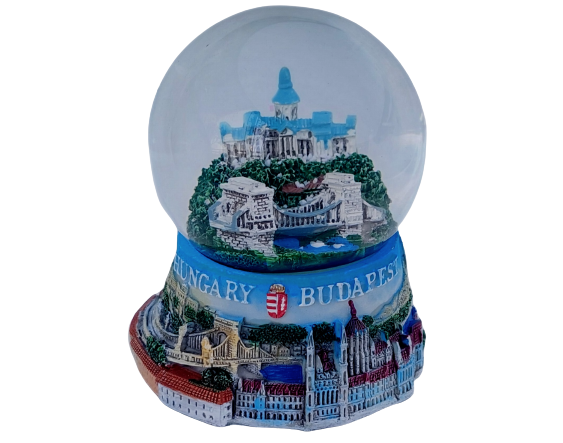Hungary Budapest Snowglobe Chain Bridge Buda Castle