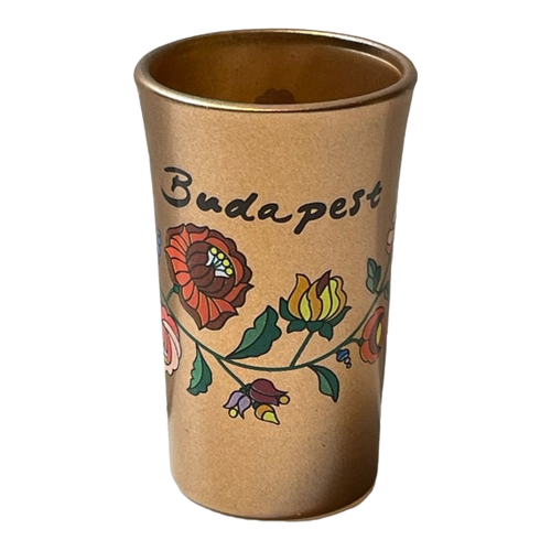 Shot Glass Tall Budapest Copper Frosted Floral Flowers